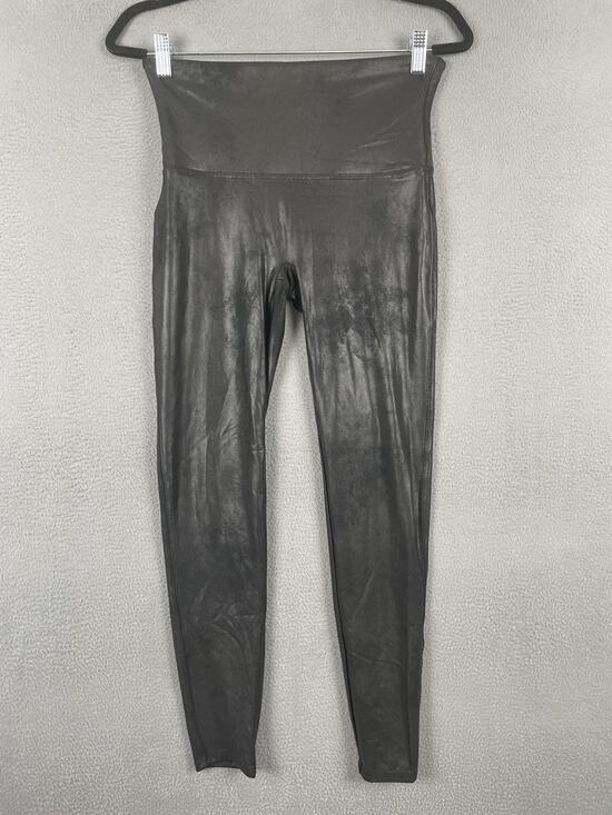 SPANX Pants - Spanx Faux Leather Leggings Womens XL Black High Rise Shaping Compression Ankle